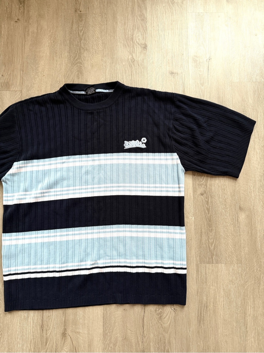 Vtg Y2K Southpole XXL Men's Sweater Embroidered Logo Stripe Blue White Skater